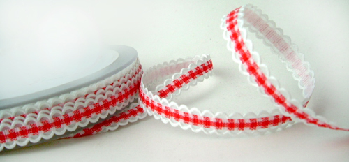 20m Schmuckwebband 1cm breit Geschenkband rot/weiß gestreift