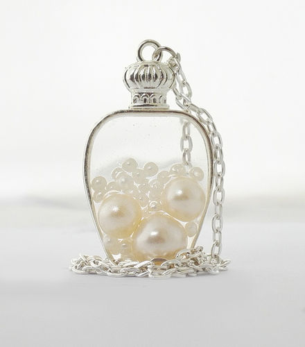 Kette Flakon Flasche Perlen Harz Rahmen Perle