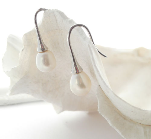 Ohrringe echte Perlen Süßwasser Zuchtperle Tropfen