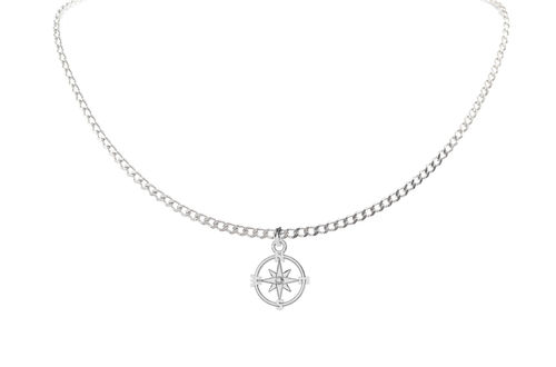 Kompass Anhänger echt 925 Sterling Silber Halskette, Silberkette, Gliederkette, Männerkette